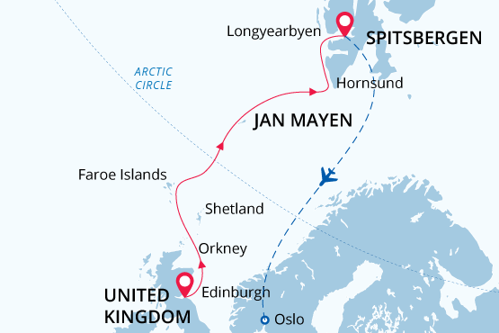 Crossing the Arctic Circle map route
