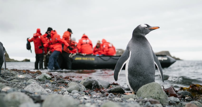 Exploring Antarctica during expedition cruise trip