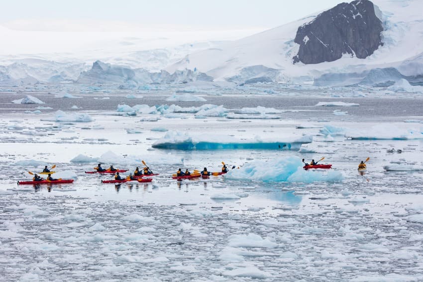 Kayaking during Antarctic cruises
