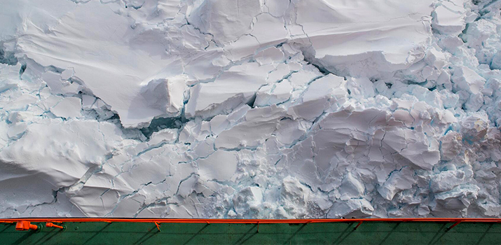 Pack ice crushed by the icebreaker
