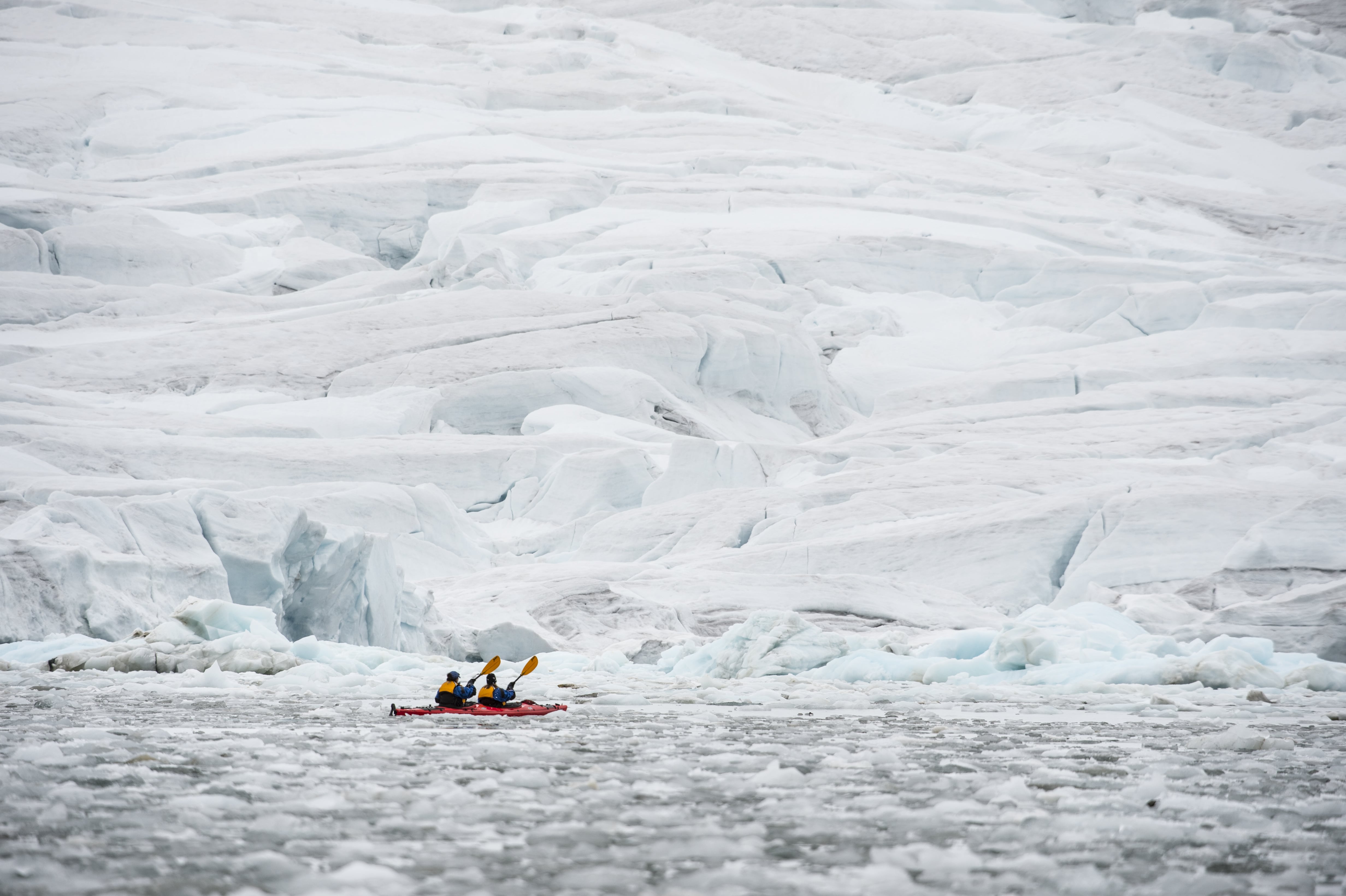 Kayaking in the ice in polar environment