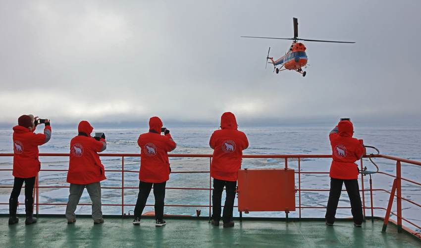 Helicopter excursions during North Pole expedition cruise