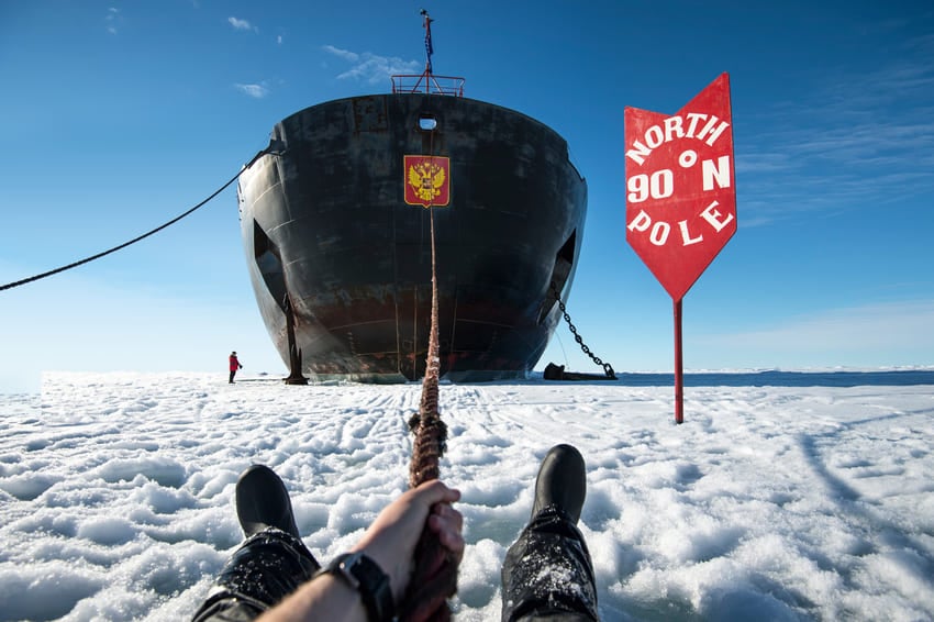 Nuclear-powered icebreaker at the North Pole