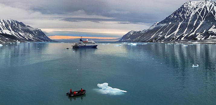 Expedition ship m/v Sea Spirit in the Antarctic fjord