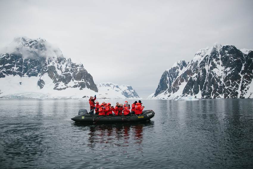 Zodiac cruising activity in an expedition cruise