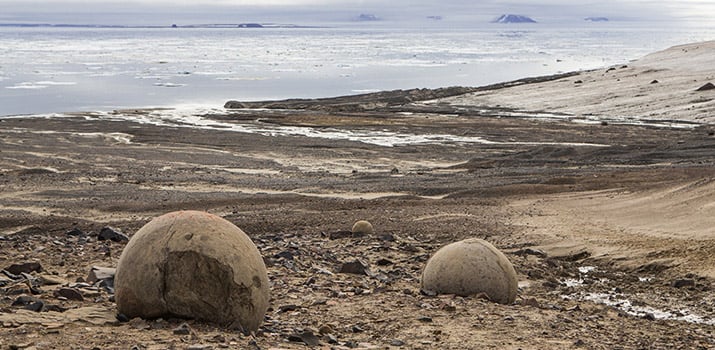 Round stones of Champ Island in Franz Josef Land