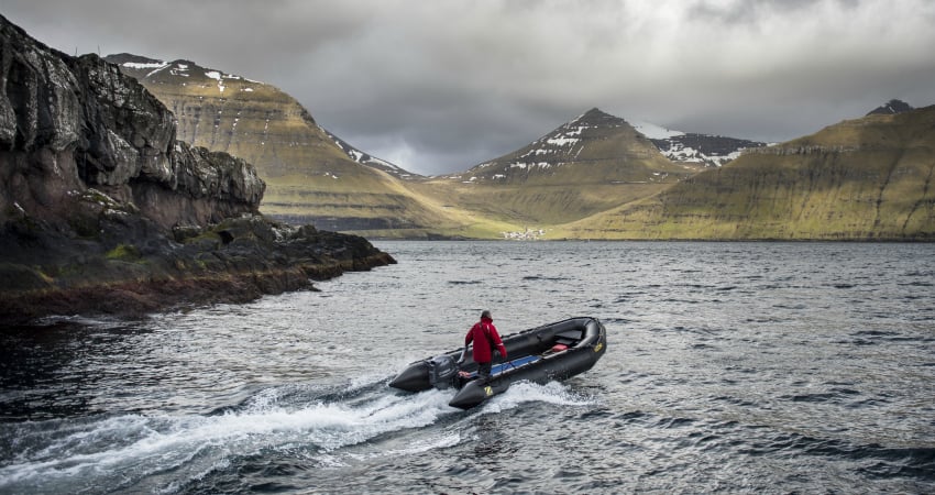 Zodiac cruising in Faroe Islands