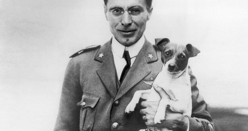 Umberto Nobile with his dog