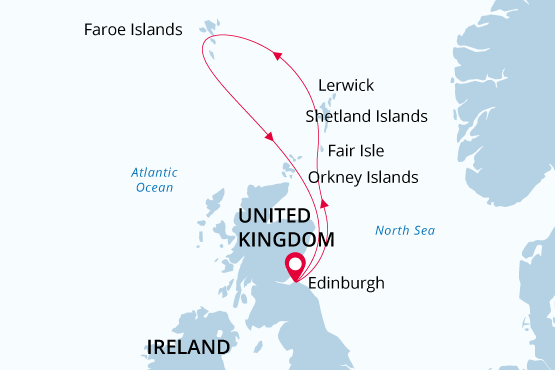 British Isles map route