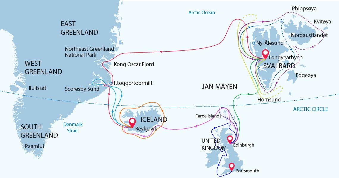 Arctic map route