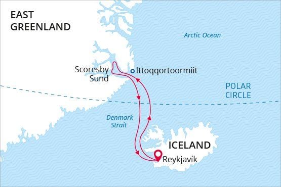 East Greenland map route