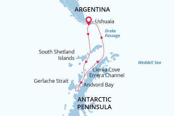 Realm of Penguins & Icebergs map route