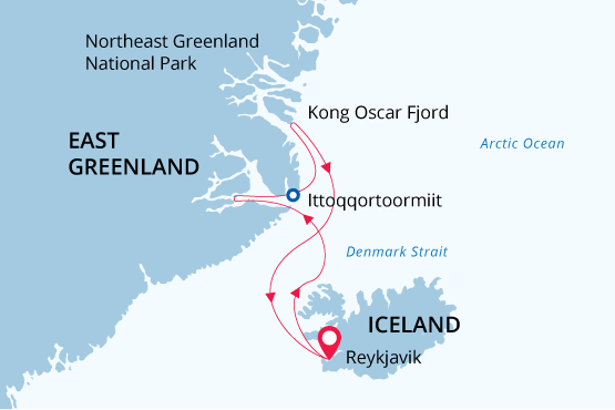 East Greenland map route