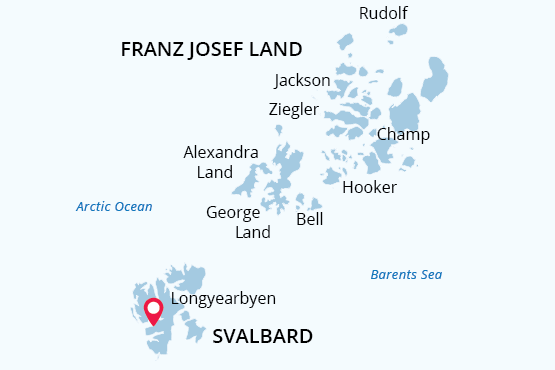 Franz Josef Land Archipelago map route
