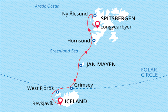 British Isles, Jan Mayen & Svalbard map route