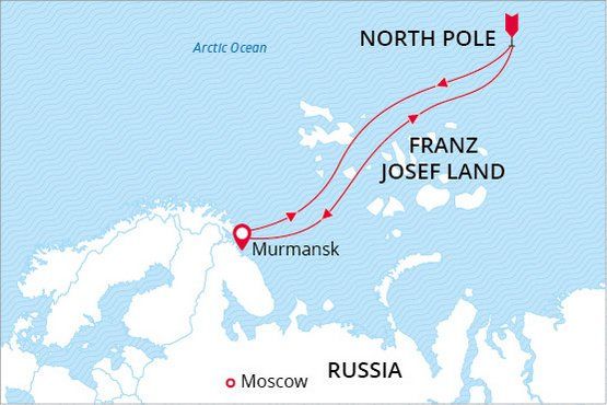 North Pole map route