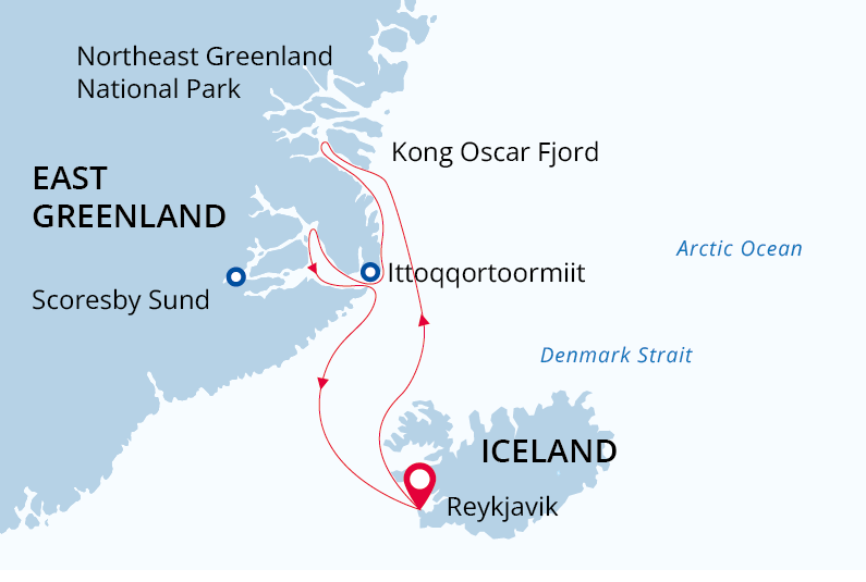 East Greenland map route