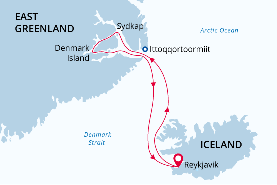 East Greenland map route