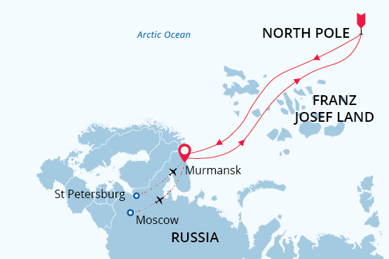 North Pole map route