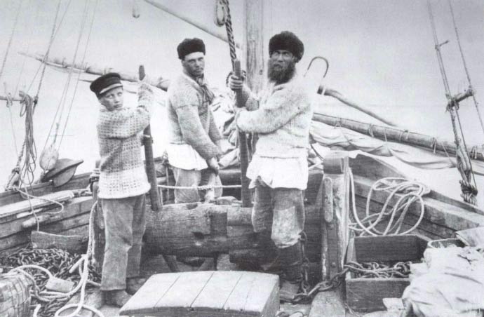 Pomor men in the fishery