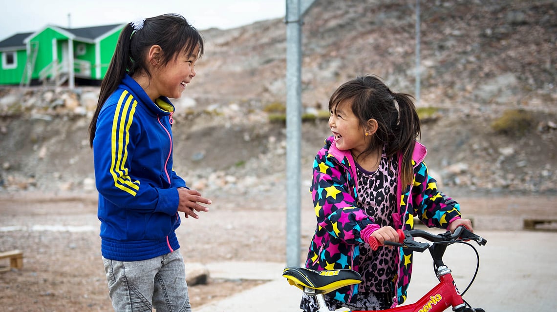 Inuit kids in Ittoqqortoormiit, East Greenland