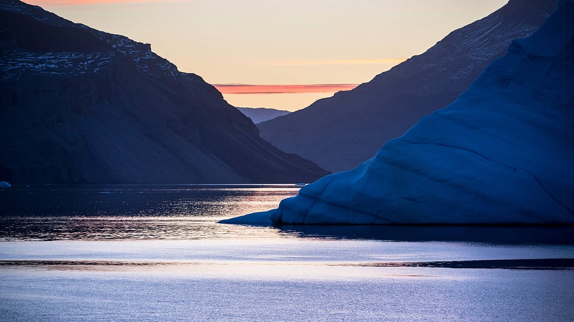 Sunset in the fjords of East Greenland